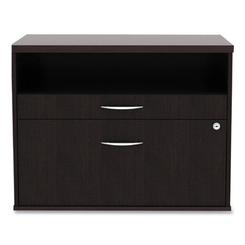Alera Open Office Desk Series 29.5 x 19.13 x 22.88 Legal/Letter Low File 2-Drawer Cabinet Credenza - Espresso