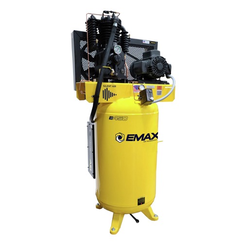 Stationary Air Compressors | EMAX ESP05V080I1 5 HP 80 Gallon 2-Stage Single Phase Industrial Inline Pressure Lubricated Solid Cast Iron Pump 19 CFM @ 100 PSI Plus SILENT Air Compressor image number 0