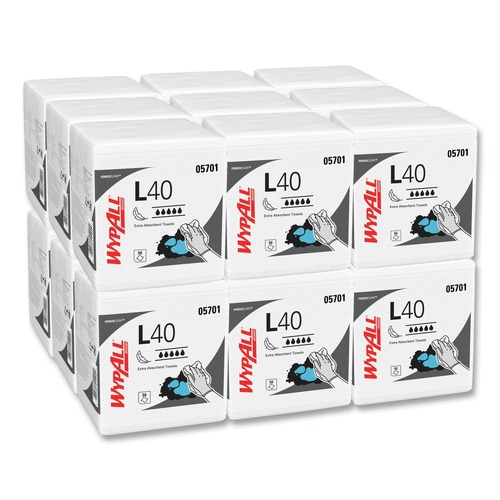 All-Purpose Cleaners | WypAll 5701 1/4 Fold 12-1/2 in. x 12 in. L40 Towels - White (18 Packs/Carton, 56 Sheets/Box) image number 0
