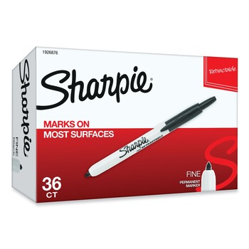 Sharpie 1926876 Retractable Fine Bullet Tip Permanent Marker Value Pack - Black (36/Pack)
