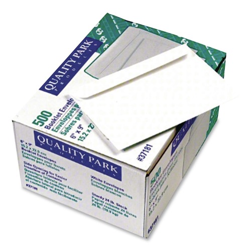 Office Jansan | Quality Park QUA37181 Open-Side Booklet Envelope, #6 1/2, Hub Flap, Gummed Closure, 6 X 9, White, 500/box image number 0