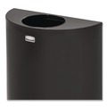 Trash & Waste Bins | Rubbermaid Commercial FGSO1220PLBK 12 gal. European and Metallic Series Open Top Half-Round Steel Receptacle - Black/Chrome image number 2