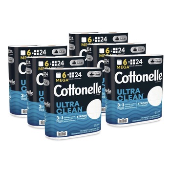 Cottonelle 55699 Ultra CleanCare 1-Ply Septic Safe Mega Rolls Strong Tissue Toilet Paper - White (36/Carton)