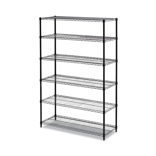  | Alera ALESW664818BL NSF Certified 6-Shelf 48 in. x 18 in. x 72 in. Wire Shelving Kit - Black image number 0