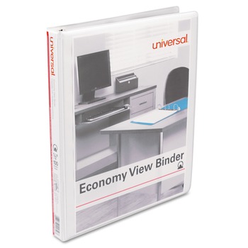 Universal UNV20952 3 Ring 0.5 in. Capacity Economy Round Ring View Binder - White