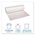 Trash Bags | Boardwalk BWK537 38 in. x 58 in. 60 gal. 1.4 mil Low Density Can Liners - Clear (100/Carton) image number 2
