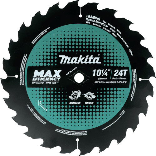 Circular Saw Blades | Makita E-07272 10-1/4 in. 24T Carbide-Tipped Max Efficiency Framing Circular Saw Blade image number 0