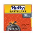 Trash Bags | Hefty E27744 30 in. x 33 in. 30-Gallon 0.85 mil Easy Flaps Trash Bags - Black (40/Box, 6 Boxes/Carton) image number 3