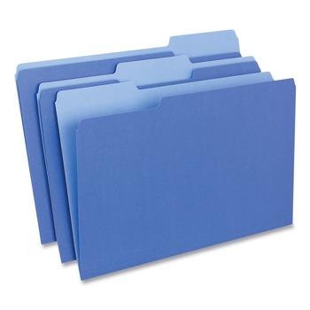 Universal UNV10521 1/3 Cut Tab Legal Size Deluxe Colored Top Tab File Folders - Blue/Light Blue (100/Box)