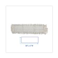 Mops | Boardwalk BWK1636 36 in. x 5 in. Disposable Cotton/Synthetic Dust Mop Head With Sewn Center Fringe - White image number 2
