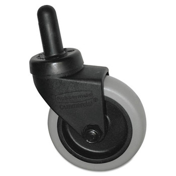 Rubbermaid Commercial FG7570L20000 3 in. Wheel Thermoplastic Rubber Swivel Bayonet Replacement Casters - Black