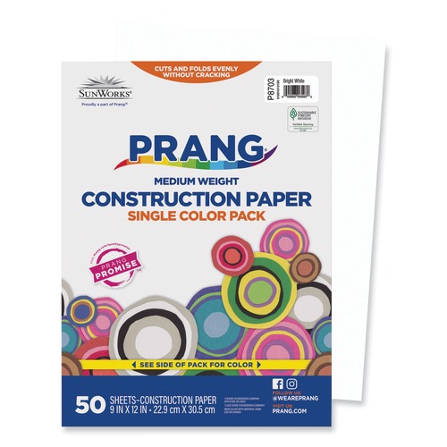 Cleaning & Janitorial Supplies | Prang P8703 SunWorks 9 in. x 12 in. 50 lbs. Text Weight Construction Paper - Bright White (50/Pack) image number 0