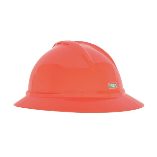 Hard Hats | MSA 10167921 V-Gard 500 Hi-Viz 4 Point Fas-Trac III Vented Hat - Orange image number 0