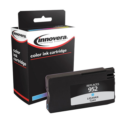 Save an extra 10% Off Reconditioned Products | Factory Reconditioned Innovera IVR952C 700 Page-Yield Remanufactured Ink Replacement for 952 (L0S49AN) - Cyan image number 0
