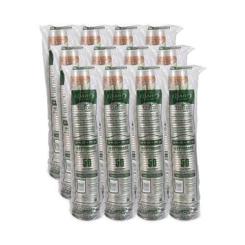 Cups and Lids | Dart RTP20BARE Bare Eco-Forward 20 oz. Plastic RPET Cold Cups - Leaf Design (600/Carton) image number 0