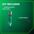 Right Angle Drills | Metabo HPT DN18DSLQ4M 18V Li-Ion 3/8 in. Angle Drill (Tool Only) image number 1