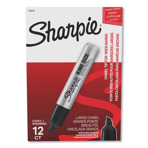 Office Jansan | Sharpie 15001 King Size Broad Chisel Tip Permanent Marker - Black (1-Dozen) image number 0