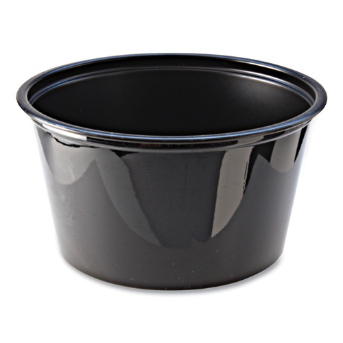 Food Trays, Containers, and Lids | Fabri-Kal 000000000009505145 4 oz. Plastic Portion Cups - Black (20/Carton) image number 0