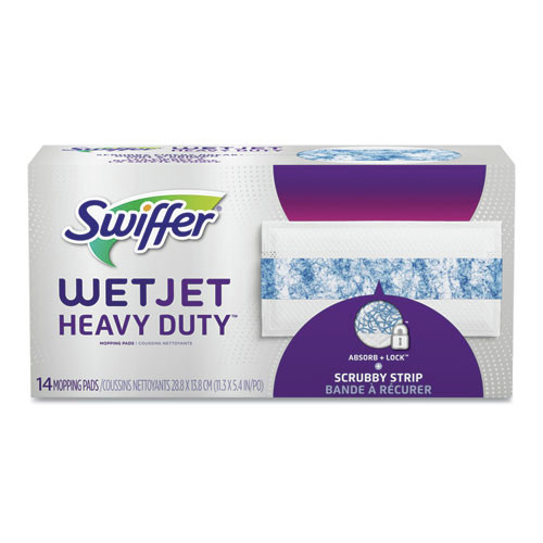 Swiffer 81790 Heavy Duty 11.3 in. x 5.4 in. WetJet System Refill Cloths - White (56/Carton) image number 0
