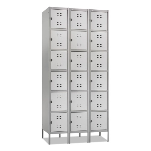 Office Filing Cabinets & Shelves | Safco 5527GR 36 in. x 18 in. x 78 in. Three-Column Box Locker - Two-Tone Gray image number 0