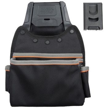 Klein Tools 55913 Tradesman Pro 11.75 in. x 8.625 in. x 6 in. Modular Parts Pouch with Belt Clip - Black/Gray/Orange