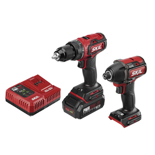 Combo Kits | Skil CB743701 20V PWRCORE20 Brushless Lithium-Ion 1/2 in. Cordless Drill Driver and 1/4 in. Hex Impact Driver Combo Kit (2 Ah) image number 0