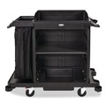 Cleaning Carts | Rubbermaid Commercial 2202585 23 in. x 53.12 in. x 19.1 in. 3-Shelf Compact Plastic Housekeeping Cart - Black image number 0