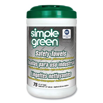 PRODUCTS | Simple Green 3810000613351 11.75 in. x 10 in. Safety Towels - White (6/Carton, 75 Wipes/Canister)