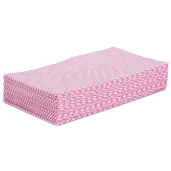 Boardwalk 12 in. x 21 in. Foodservice Wipers - Pink/White (200/Carton)