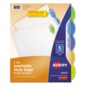Office Jansan | Avery 11200 11 in. x 8.5 in. 5-Tab Insertable Style Edge Tab Plastic Dividers - Translucent (1-Set) image number 0