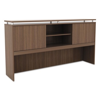 Alera ALESE267215WA Sedina Series 72 in. x 15 in. x 42.5 in. Hutch with Sliding Doors - Modern Walnut