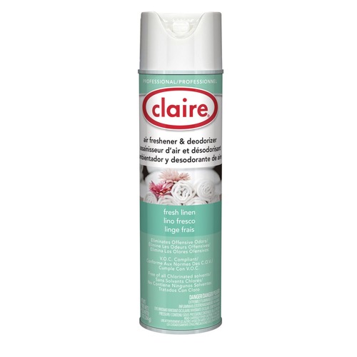 Office Jansan | Claire CL163 10 oz. Aerosol Spray Aerosol Air Freshener and Deodorizer - Fresh Linen (1/Carton) image number 0