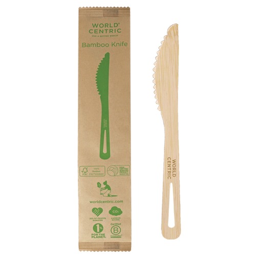 Food Service | World Centric KNBBI Bamboo Paper Knife Cutlery - Natural (750/Carton) image number 0