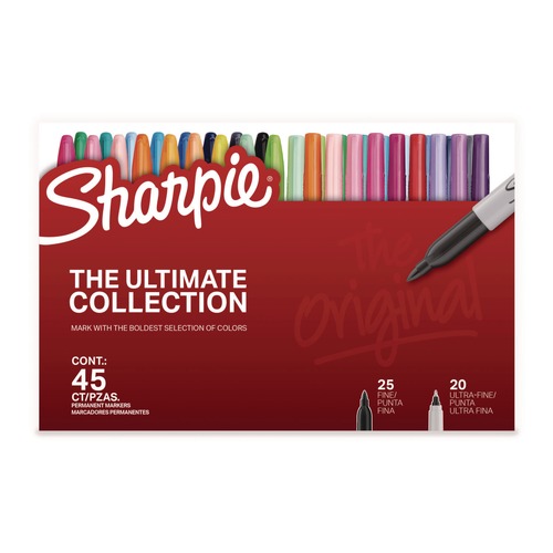 Permanent Markers | Sharpie 2199818 Permanent Markers Ultimate Collection with Cosmic Colors - Assorted Tip Sizes/Types/Assorted Colors (45/Pack) image number 0
