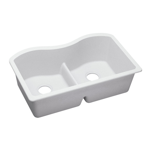 Elkay ELGULB3322WH0 Quartz Undermount 33 in. x 20 in. Equal Double Bowl Sink with Aqua Divide (White) image number 0