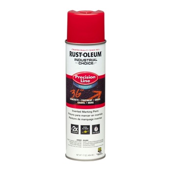 Rust-Oleum 203038CT Industrial Choice 17 oz. Aerosol Can M1800 System Water-Based Precision Line Marking Paint - Flat Safety Red (12/Carton)