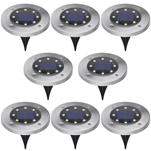 Outdoor Lighting | Black & Decker BDSLDK8P (8/Pack) Outdoor Solar-Powered Disk Light image number 0