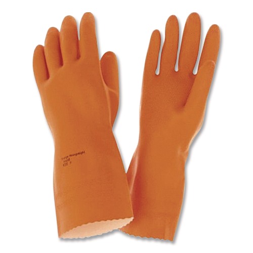 Cleaning Gloves | Ansell 192085 Alphatech 87-208 Heavyweight Gloves - Large, Orange (144 Pairs/Carton) image number 0