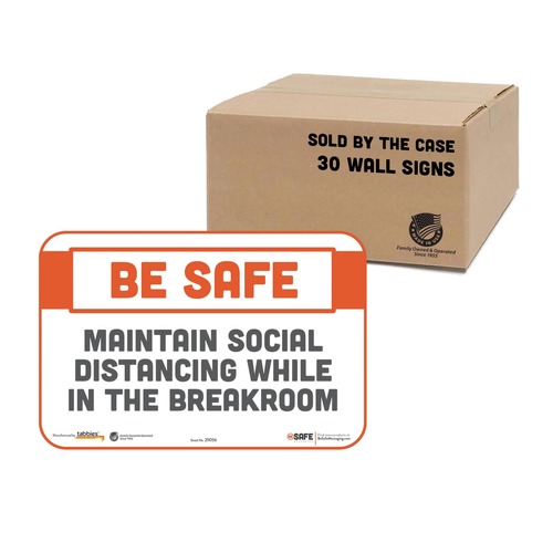 Floor Signs | Tabbies 29156 BeSafe Messaging 9 in. x 6 in. Repositionable Wall/Door Signs - White (30/Carton) image number 0