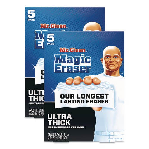 Cleaning & Janitorial Supplies | Mr. Clean 80764981 4.6 in. x 2.3 in. 1.2 in. Thick Ultra-Thick Magic Eraser - White (10/Carton) image number 0