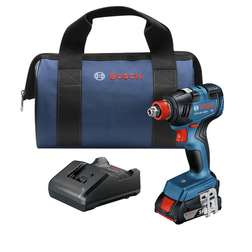 Impact Drivers | Bosch GDX18V-1800B12 18V Brushless Lithium-Ion 1/4 in. and 1/2 in. Cordless Bit/Socket Impact Driver/Wrench Kit (2 Ah) image number 0