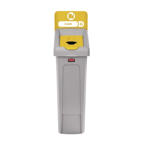 Trash & Waste Bins | Rubbermaid Commercial 2185052 Slim Jim Recycling Station Kit 1-Stream Bottles and Cans 23 gal Plastic Yellow/Gray image number 0