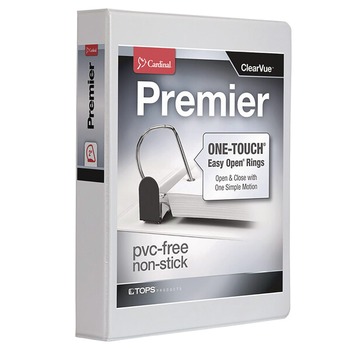 Cardinal Premier Easy Open 2 in. Capacity 11 in. x 8-1/2 in. 3 Ring ClearVue Locking Slant-D Ring Binder - White