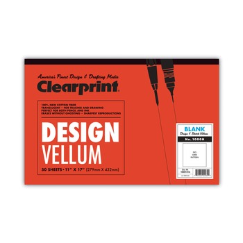 PRODUCTS | Clearprint 10001416 Design 16 lbs. 11 in. x 17 in. Vellum Paper - Translucent White (50/Pad)