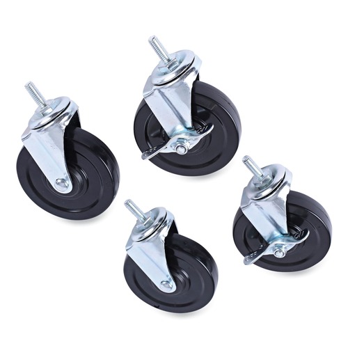 Office Jansan | Alera SW690004 4 in. Wheel Grip Ring K Stem Optional Casters for Wire Shelving - Gray/Black (4/Set) image number 0