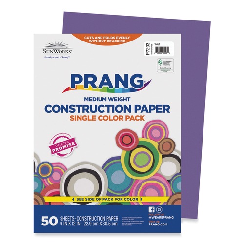 Office Jansan | Prang P7203 SunWorks 9 x 12 50 lb. Text Weight Construction Paper - Violet (50/Pack) image number 0
