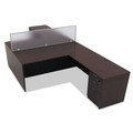 Office Jansan | Alera ALEPP4718 47 in. x 0.5 in. x 18 in. Polycarbonate Privacy Panel - Silver/Clear image number 3