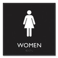 Floor Signs | Headline Sign 66912 8 in. x 8 in. Women Plastic ADA Sign - Clear/White image number 2
