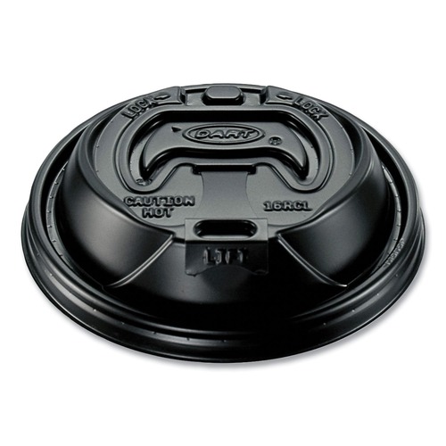 Cutlery | Dart 16RCLBLK Optima Reclosable Lid fits 12 - 24 oz. Foam Cups - Black (1000/Carton) image number 0