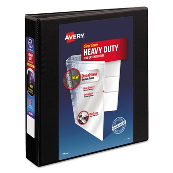 Avery 3 One Touch EZD Rings 1.5 in. Capacity 11 in. x 8.5 in. Heavy-Duty View Binder with DuraHinge - Black